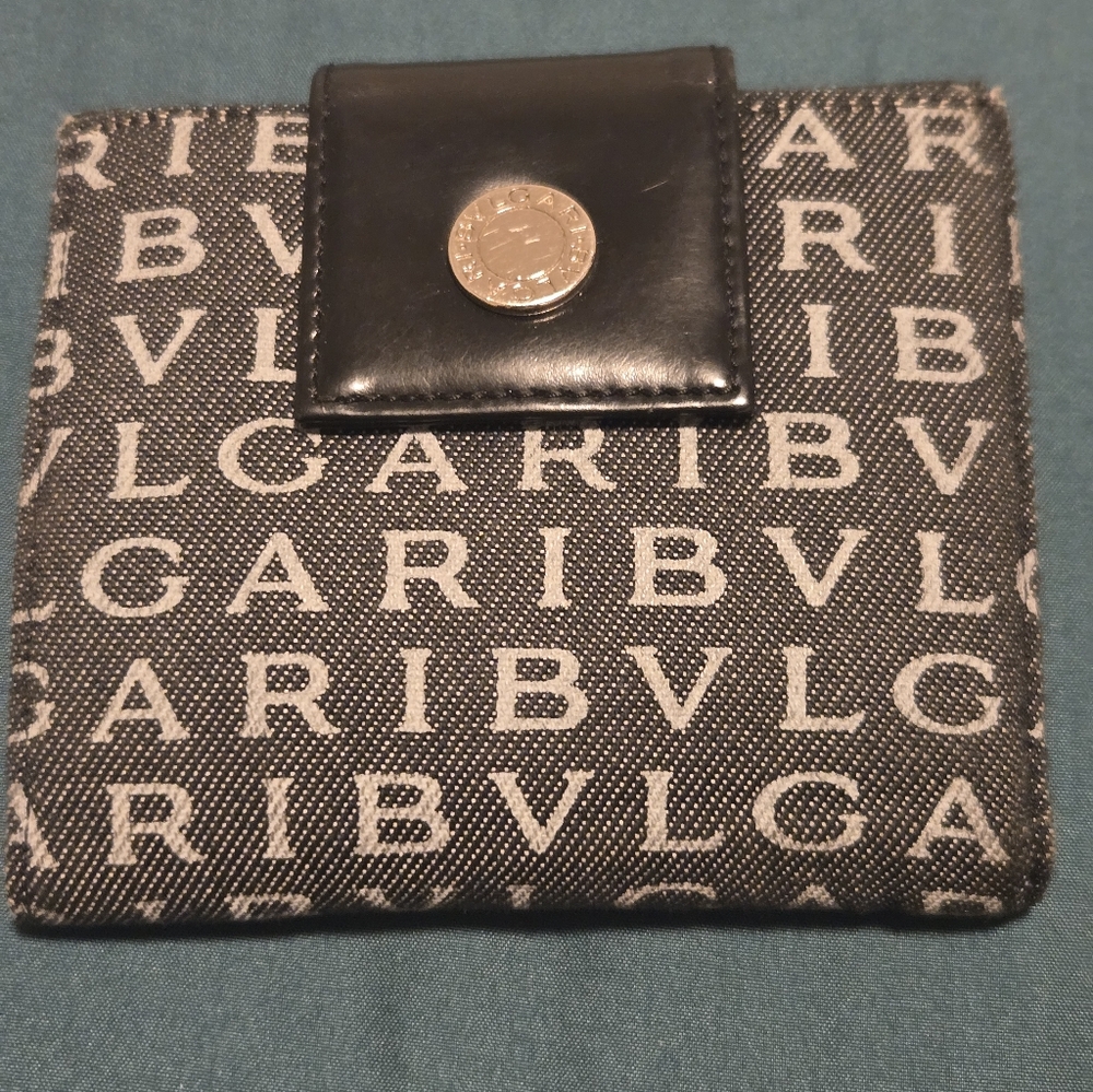 Bvlgari Black and White Monogram Wallet